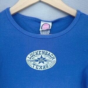 VTG Luckenbach Texas Avanti Collection Blue Graphic Shirt Kids Small 100% Cotton